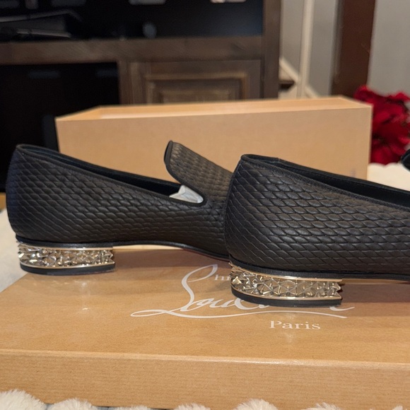 Christian Louboutin Dandyrocks Textured Black Loafers size 45 - Picture 6 of 16